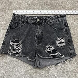 Black Distressed Denim Cut Off Shorts Women's Medium